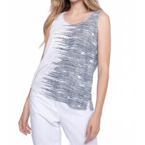 NEW PICADILLY julia linen tank in white and navy